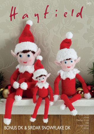 Knitting Pattern 2475 - Christmas Elves in Bonus DK & Snowflake DK