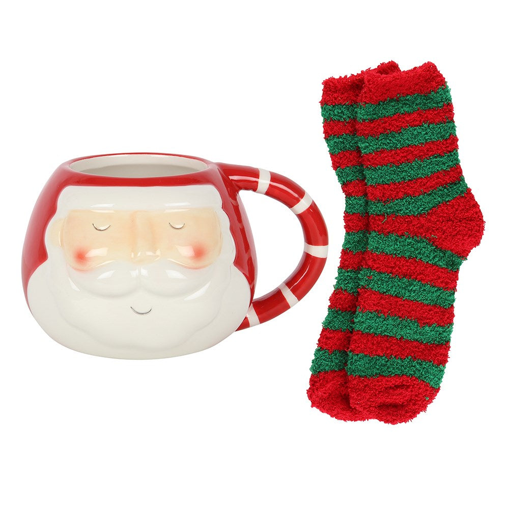 CERAMIC SANTA MUG & FLUFFY SOCKS - GIFT SET