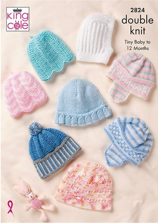 Knitting Pattern 2824 - Baby Hat Knitted in any King Cole DK