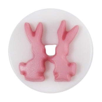 Button with Shank - 14mm - Rabbits - Light Pink