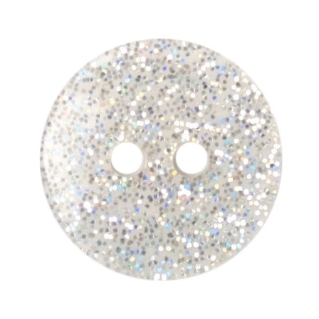 2 Hole Button - 13mm - White Glitter