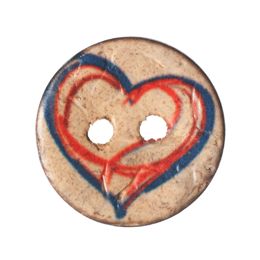 2 Hole Button - 15mm - Coconut Heart