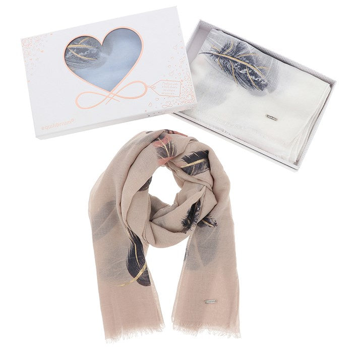 Feathers With Foil Boxed Scarf - 3 Colours