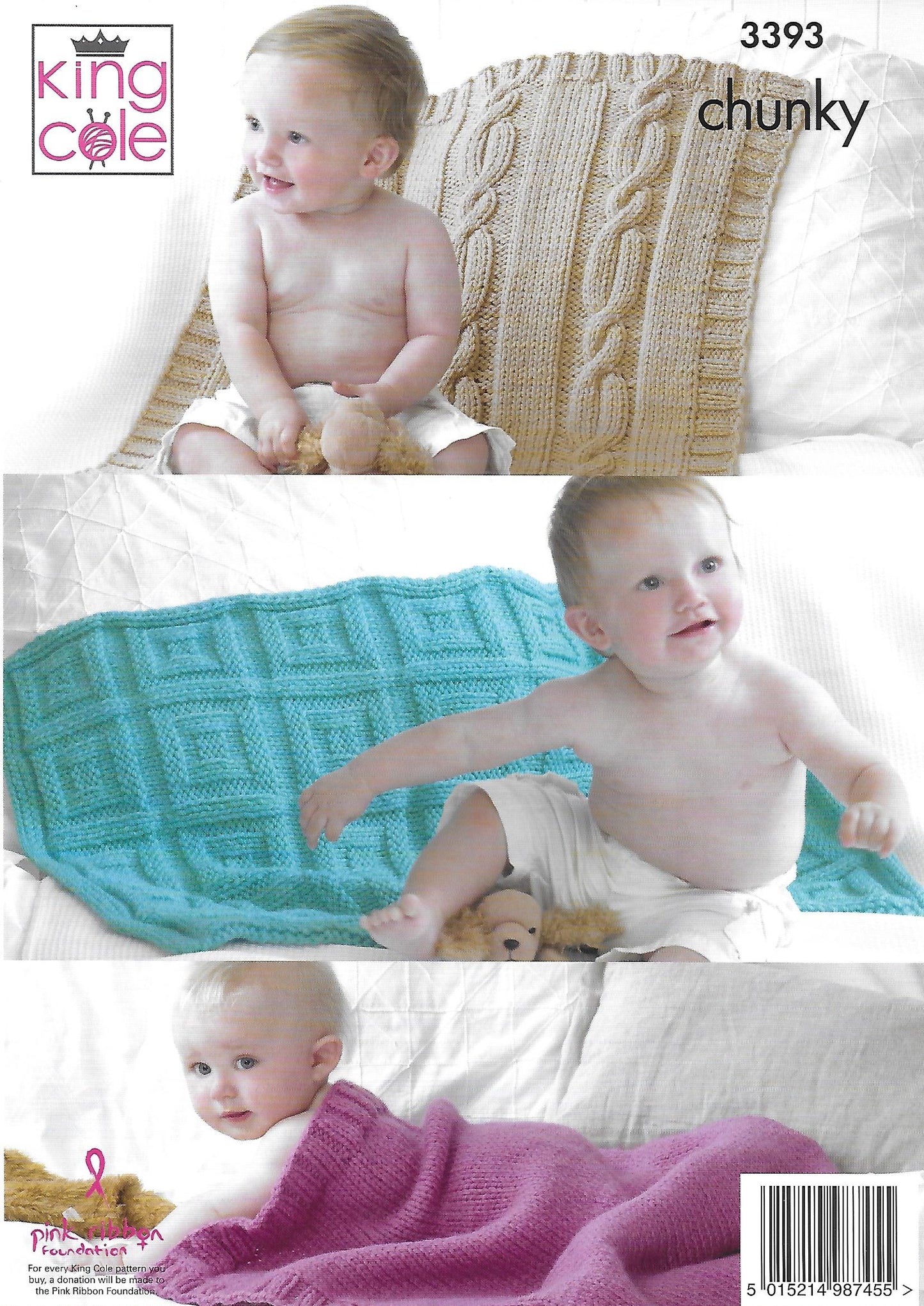 Knitting Pattern 3393 - Babie’s Blankets Knitted in Comfort Chunky