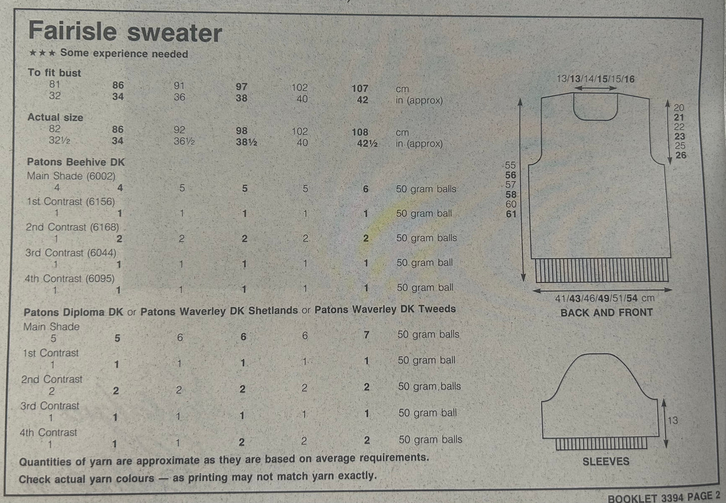 Knitting Pattern 3394 - Nostalgia Collection - Fairisle Sweater in DK