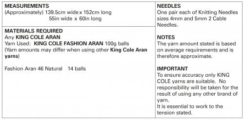 Knitting Pattern 3458 - Afghan Knitted in Fashion Aran