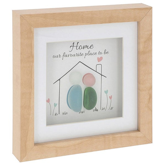 Pebble Glass Square Plaque - HOME