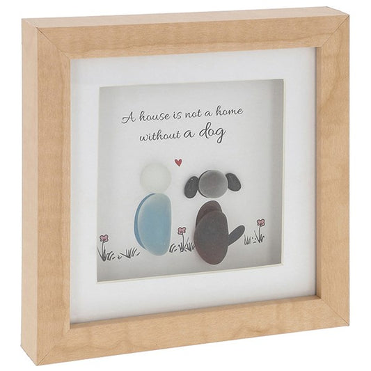 Pebble Glass Square Plaque - DOG