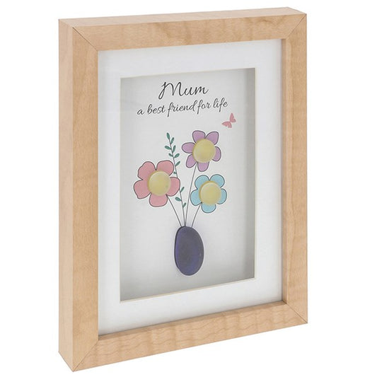 Pebble Glass Portrait Plaque - MUM