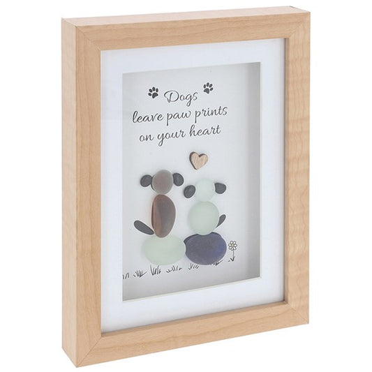 Pebble Glass Portrait Plaque - DOGS LEAVE PAW PRINTS