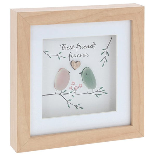 Pebble Glass Square Plaque - BEST FRIENDS