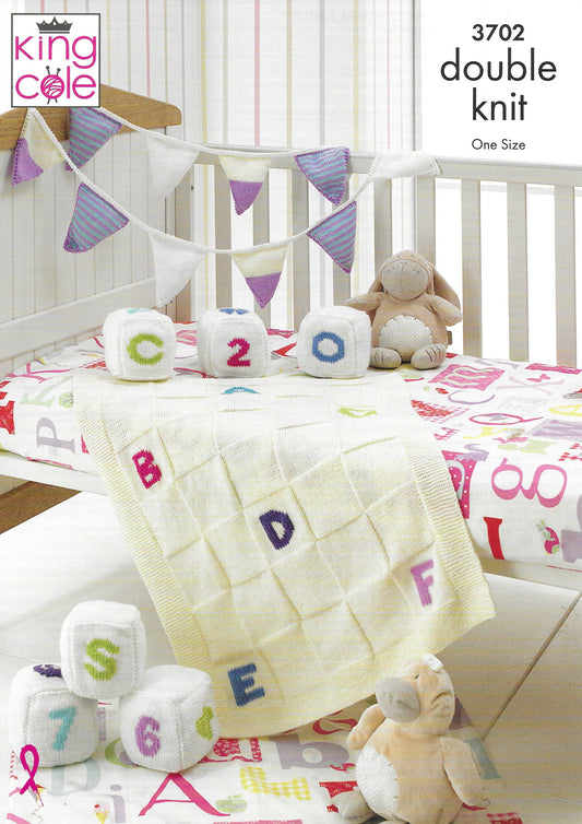 Knitting Pattern 3702 - Blocks, Bunting and Blanket Knitted in Comfort DK