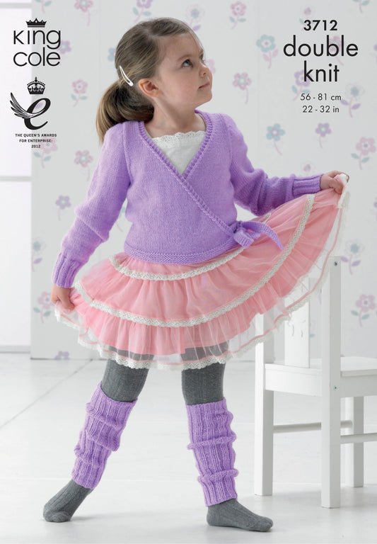 Knitting Pattern 3712 - Ballet Cardigan and Leg Warmers Knitted in Comfort DK