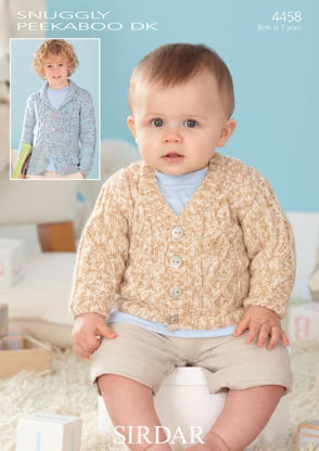 Knitting Pattern 4458 - Cardigans in Snuggly Peekaboo DK