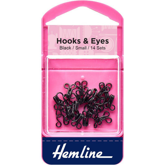 HOOKS & EYES - Size 1 - Small - Black