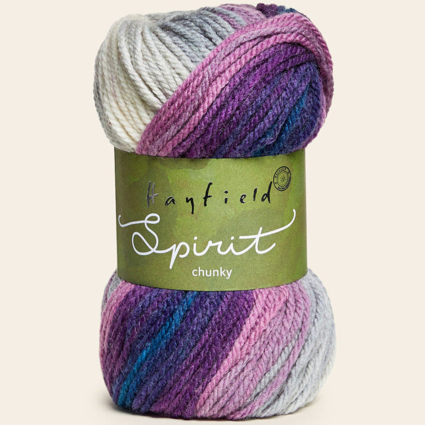 Ball of yarn with 'Bamfield Spirit' label on a light background