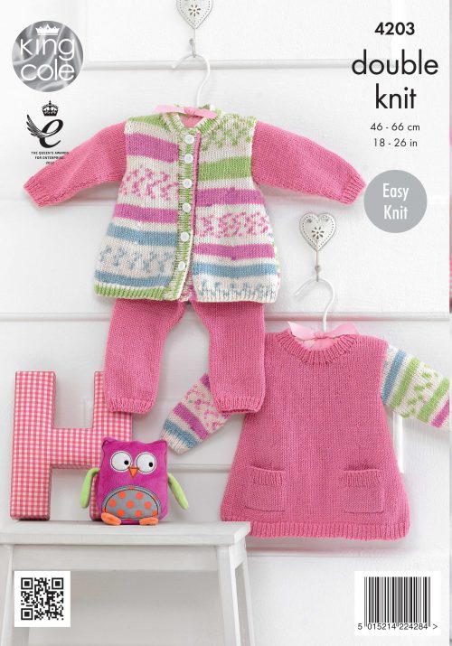 Knitting Pattern 4203 - Tunic, Cardigan and Leggings Knitted with Cherish DK