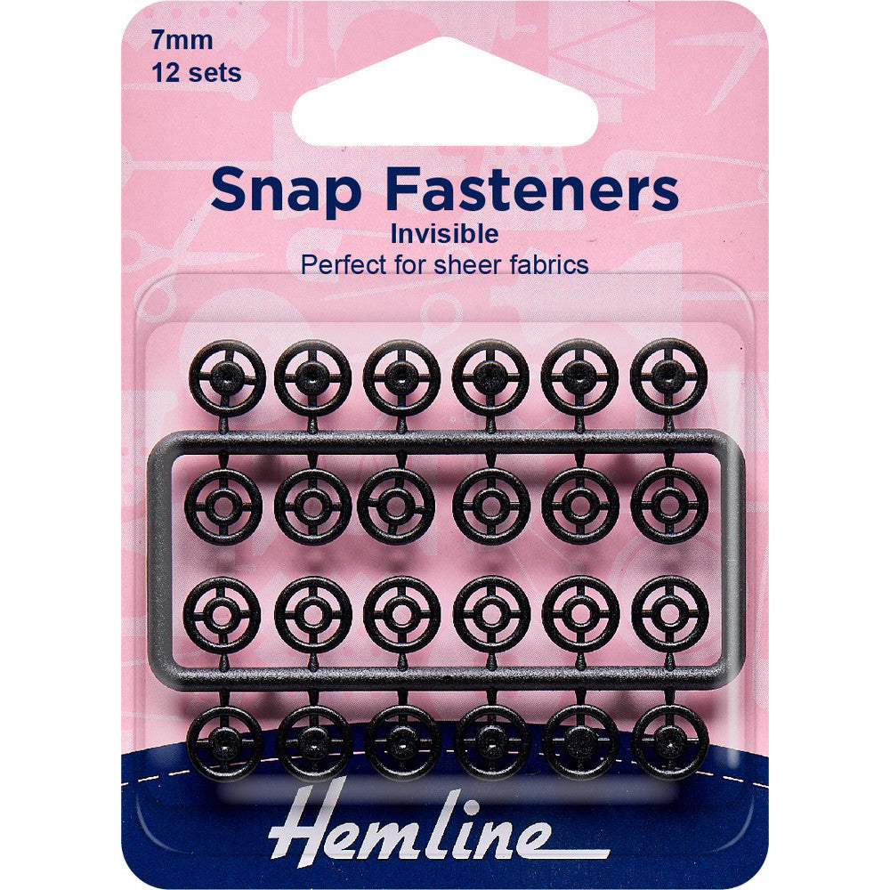 Snap Fasteners - 7mm  - Invisible x 12 sets - 2 Colours