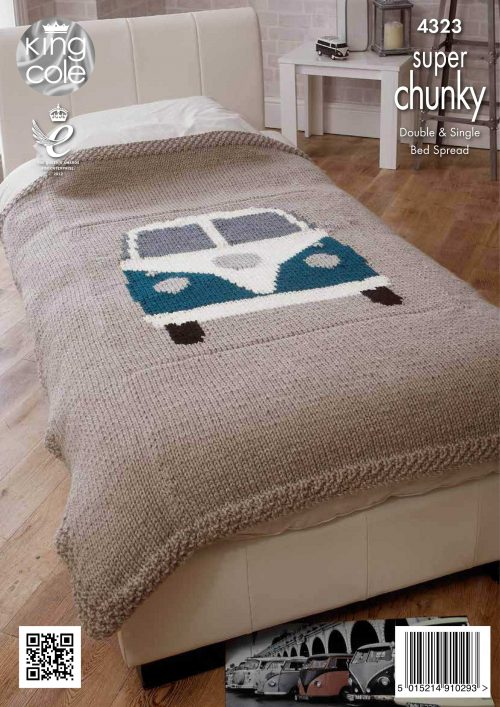 Knitting Pattern 4323 - Camper Van Bed Throws Knitted with Big Value Super Chunky