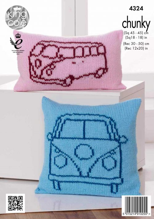 Knitting Pattern 4324 - Camper Van Cushions Knitted with Big Value Chunky