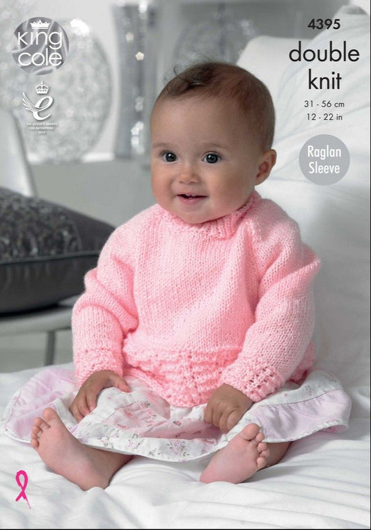 Knitting Pattern 4395 - Sweaters & Hat in Baby Glitz DK