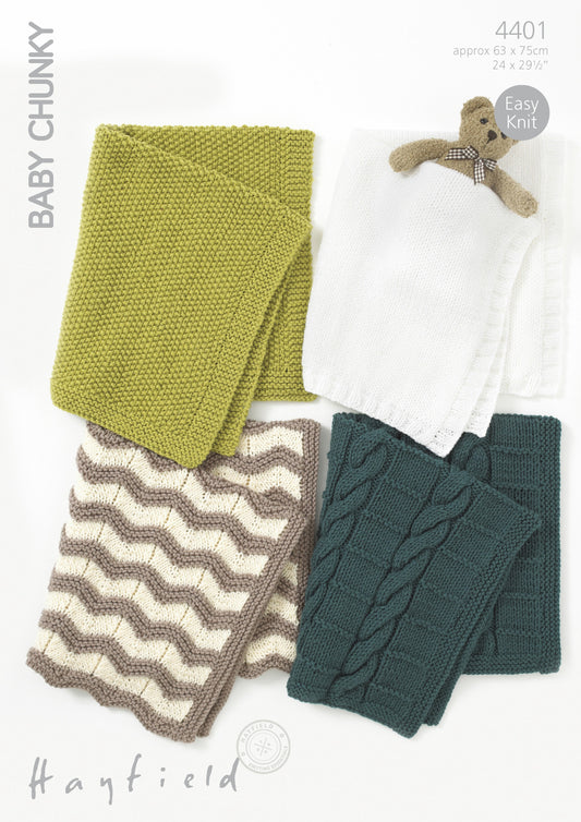 Knitting Pattern 4401 - Blankets in Baby Chunky