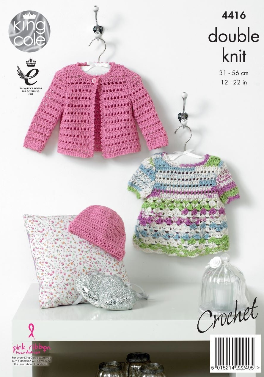 Crochet Pattern 4416 - Crochet Dress, Cardigan & Hat Crocheted with Cherish DK/Cherished DK