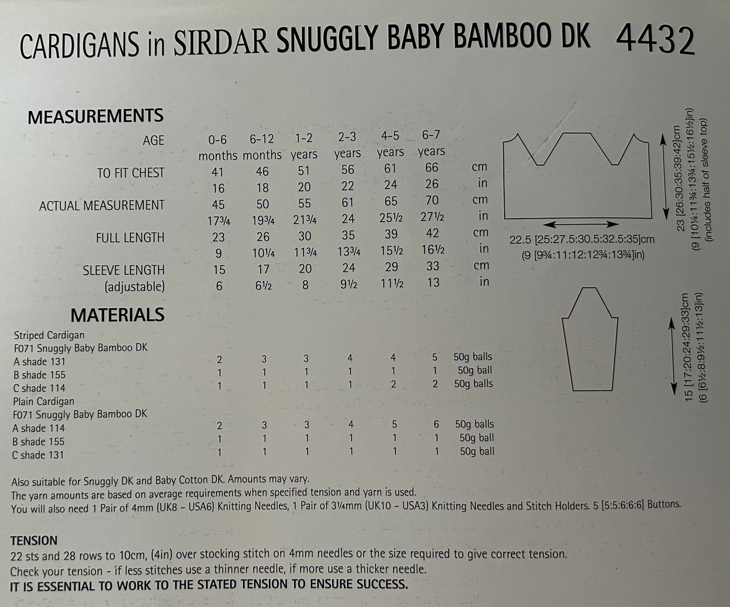 Knitting Pattern 4432 - Cardigans in Snuggly Baby Bamboo DK