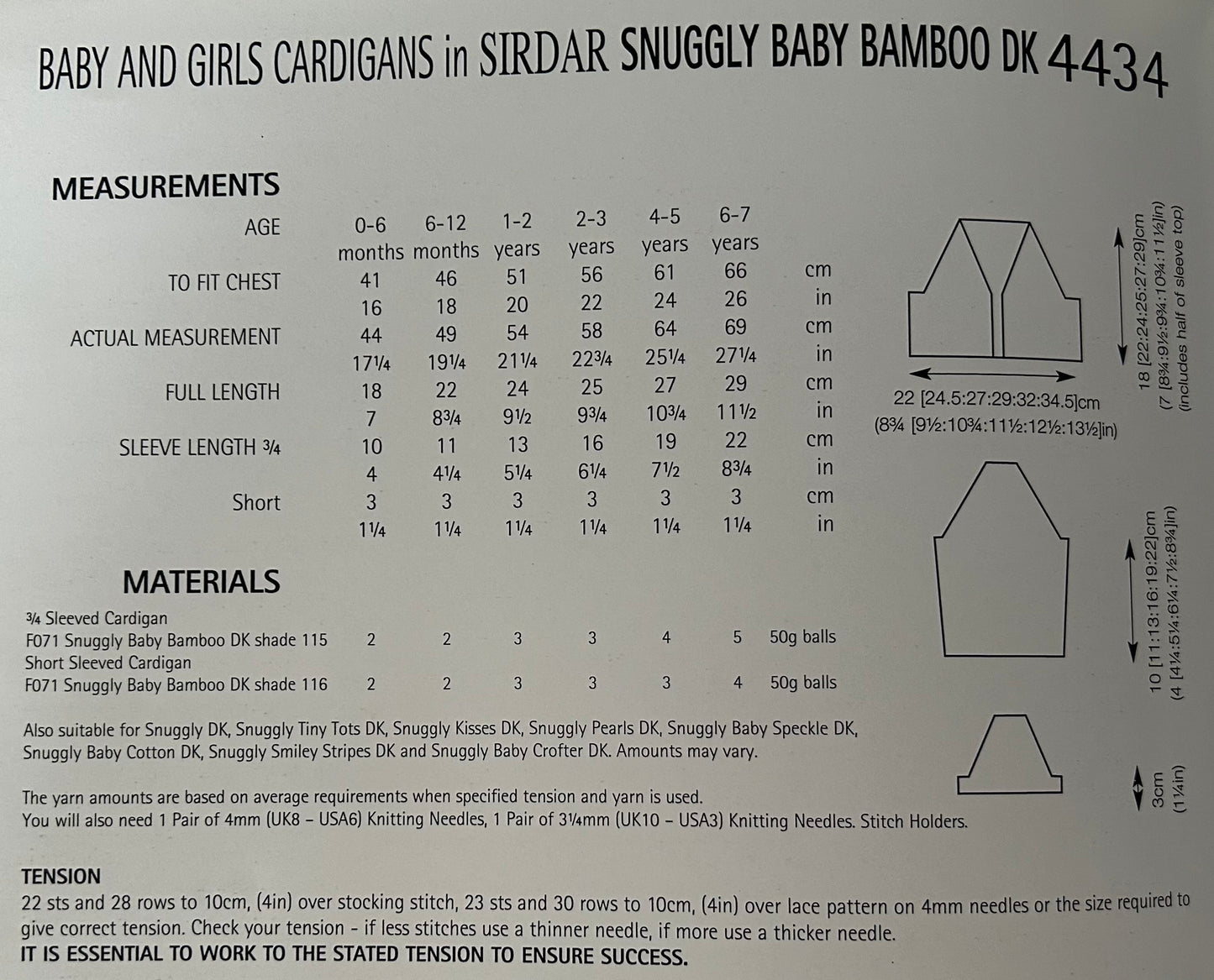 Knitting Pattern 4434 - Cardigans in Snuggly Baby Bamboo DK