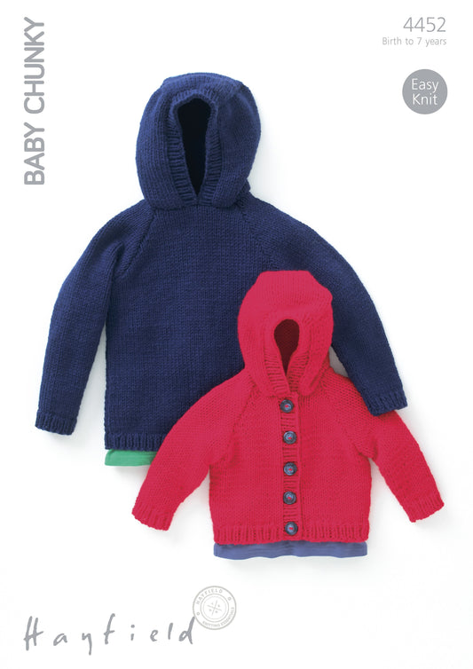 Knitting Pattern 4452 - Sweater & Jacket in Baby Chunky