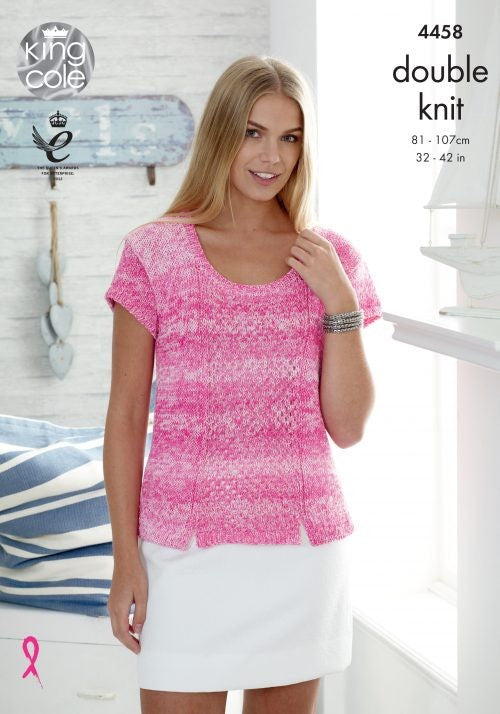 Knitting Pattern 4458 - Ladies Top & Vest in Vogue DK