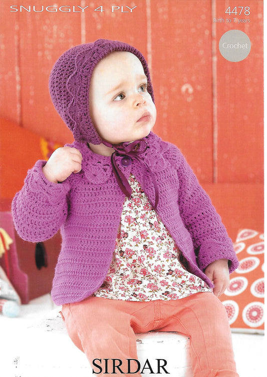 Crochet Pattern 4478 - Coat & Bonnet in Snuggly 4 Ply