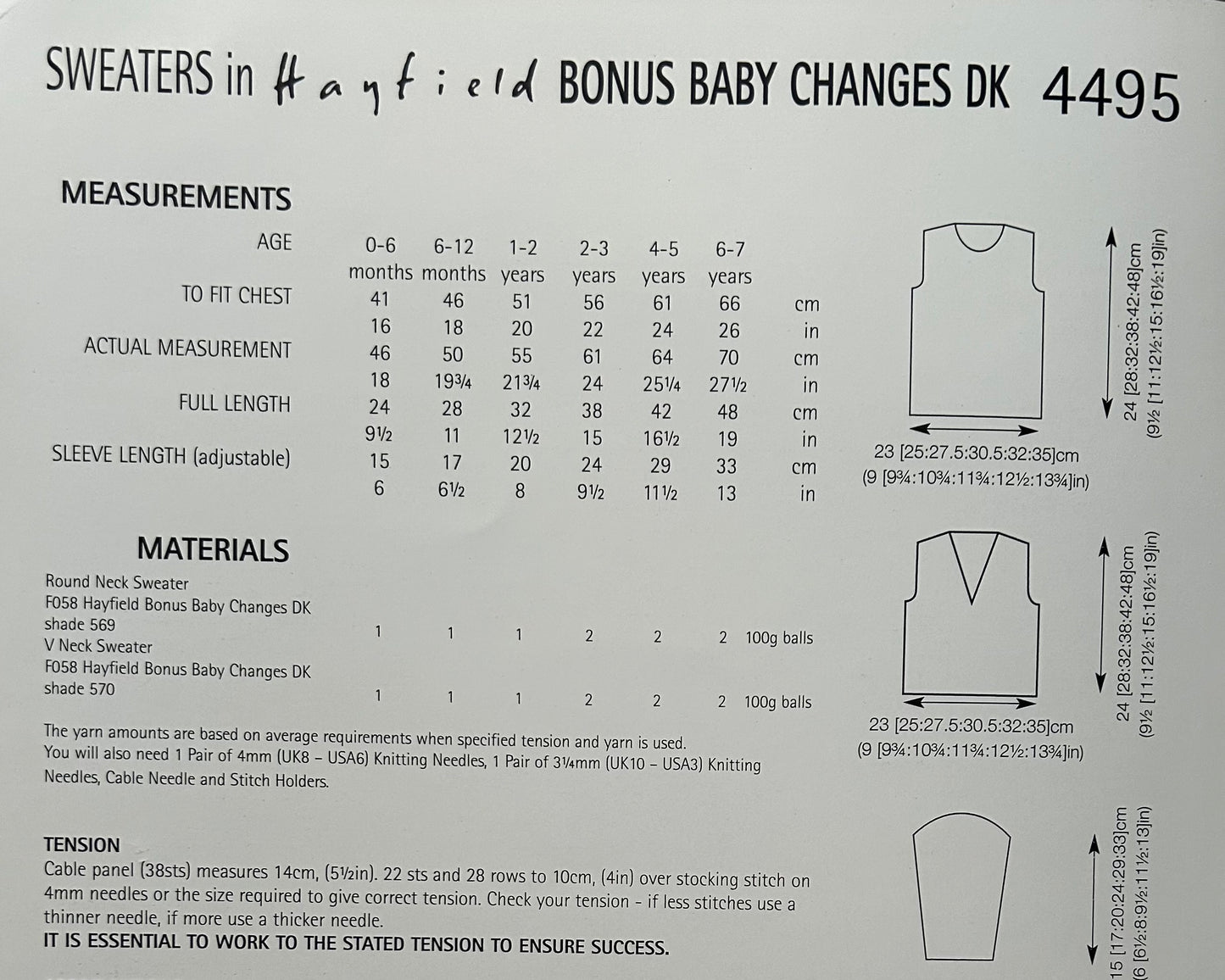 Knitting Pattern 4495 - Sweaters in Baby Changes DK