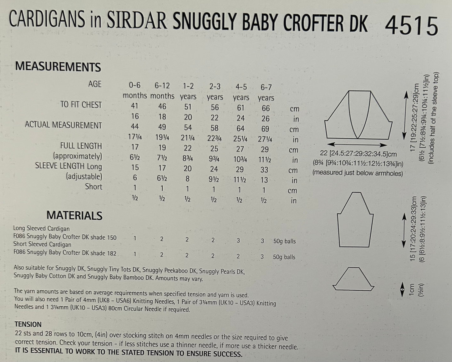 Knitting Pattern 4515 - Tie Front Cardigan/Bolero in Baby Crofter DK