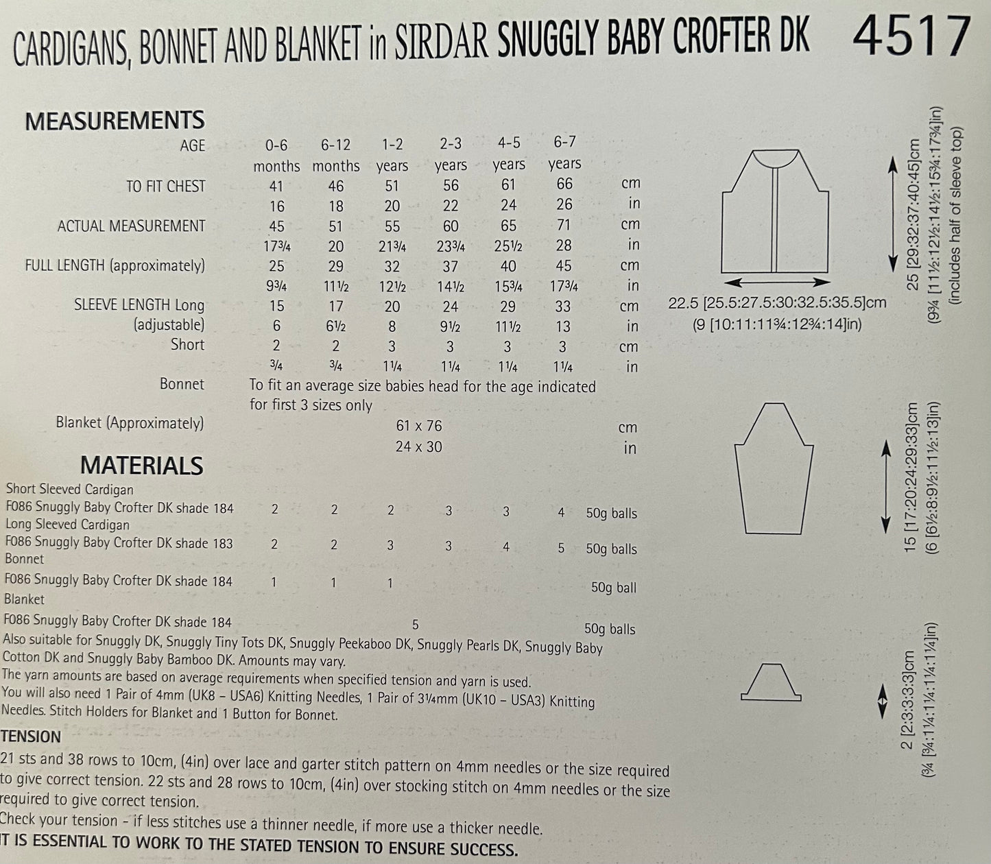 Knitting Pattern 4517 - Cardigan, Bonnet & Blanket in Baby Crofter DK