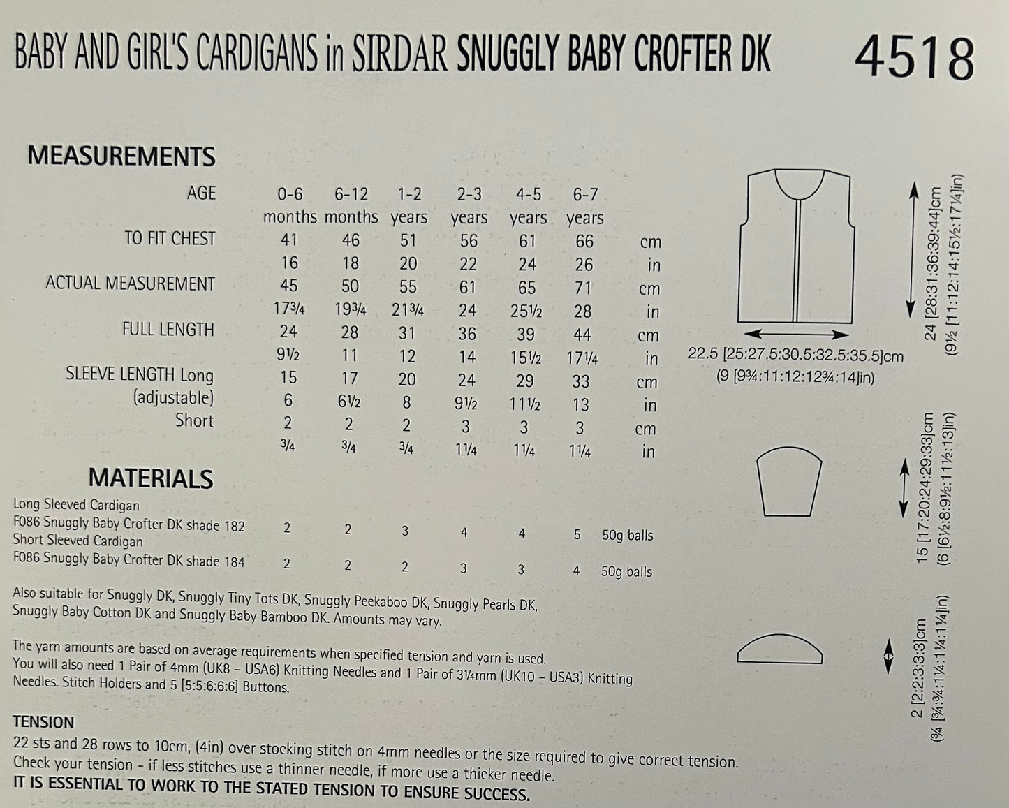 Knitting Pattern 4518 - Cardigans in Baby Crofter DK