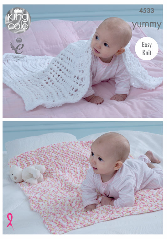 Knitting Pattern 4533 - Blankets Knitted with Yummy