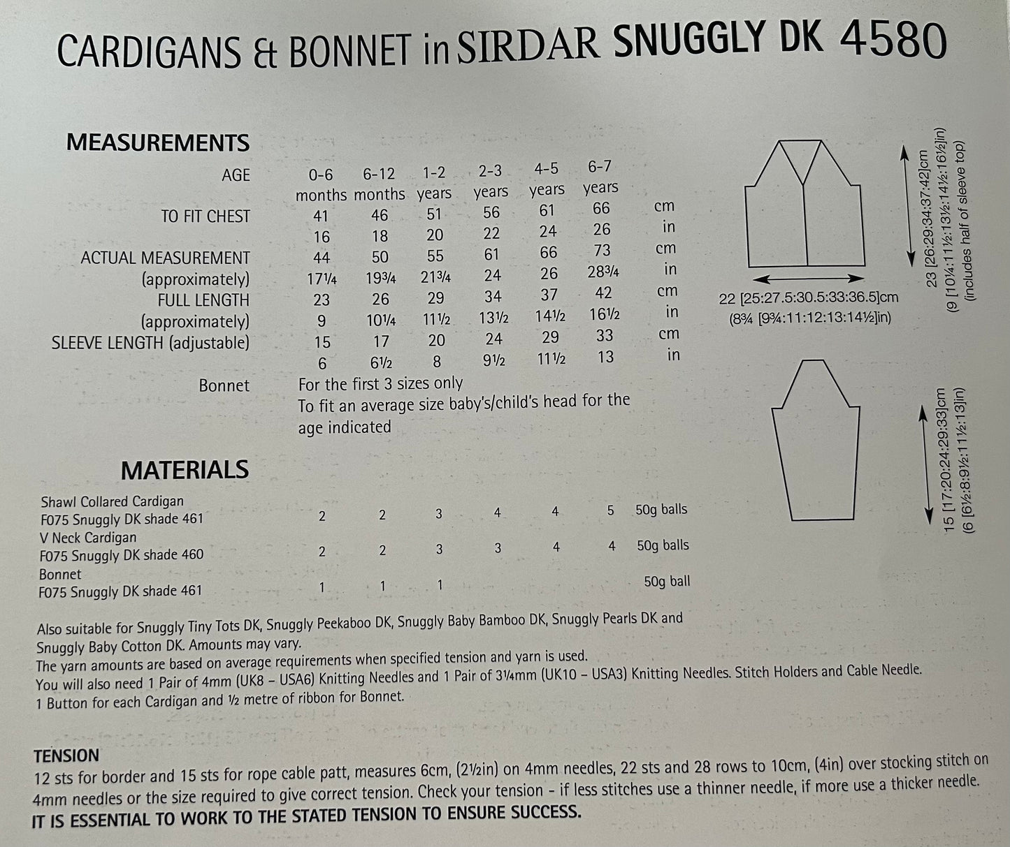 Knitting Pattern 4580 - Cardigans & Bonnet in Snuggly DK