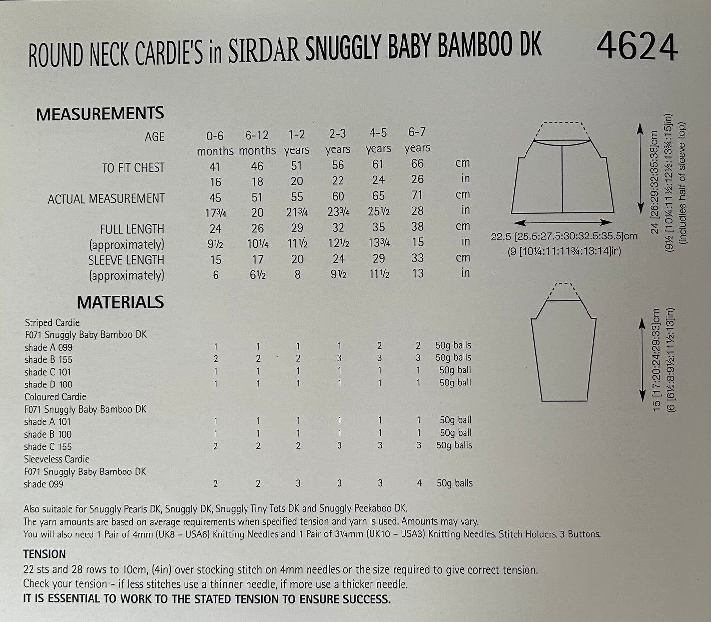 Knitting Pattern 4624 - Cardigan & Waistcoat in Snuggly Baby Bamboo DK