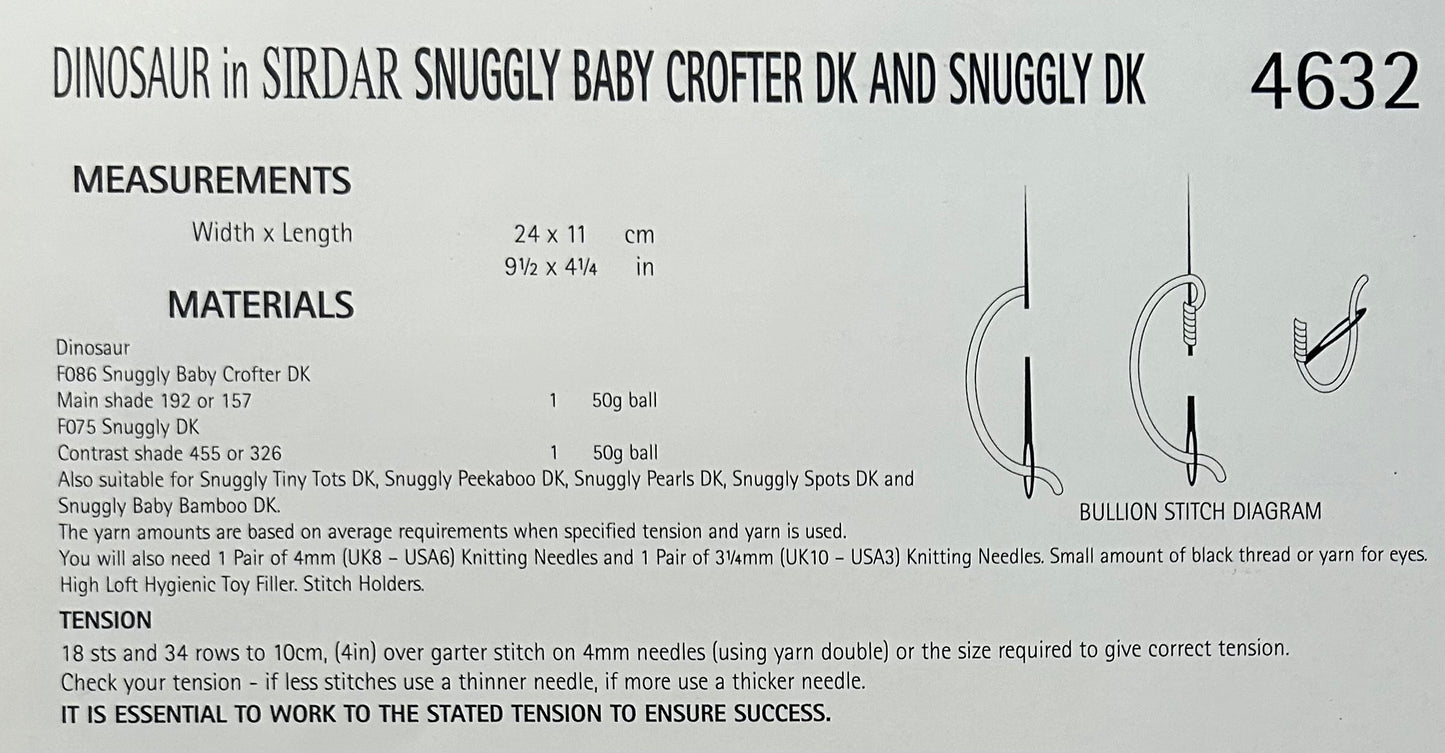 Knitting Pattern 4632 - Dinosaurs in Baby Crofter DK & Snuggly DK