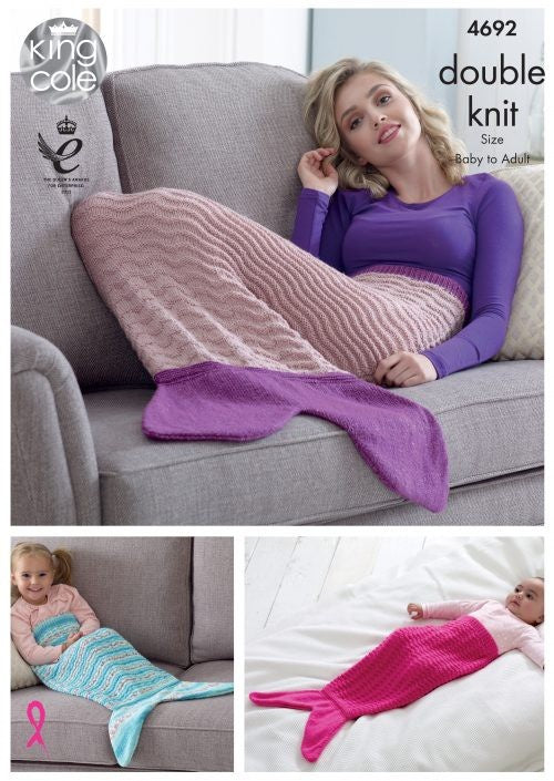Knitting Pattern 4692 - Mermaid Blankets in Comfort, Drifter or Glitz DK