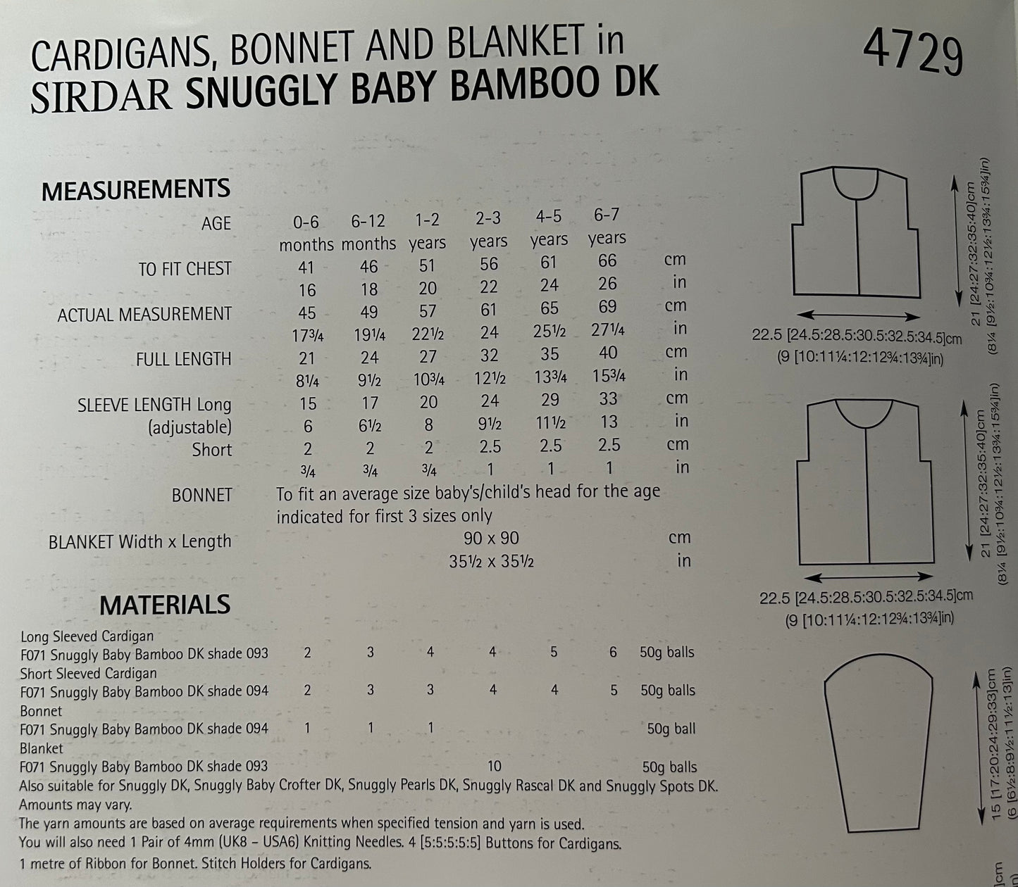 Knitting Pattern 4729 - Cardigans, Bonnet & Blanket in Snuggly Baby Bamboo DK