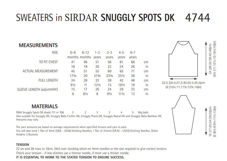 Knitting Pattern 4744 - Sweaters in Snuggly Spots DK