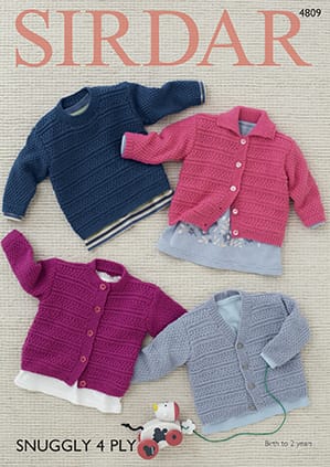 Knitting Pattern 4809 - Baby Cardigans & Sweater in Snuggly 4 Ply