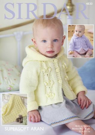 Knitting Pattern 4830 - Hooded & Flat Collared Jackets & Blanket in Supersoft Aran