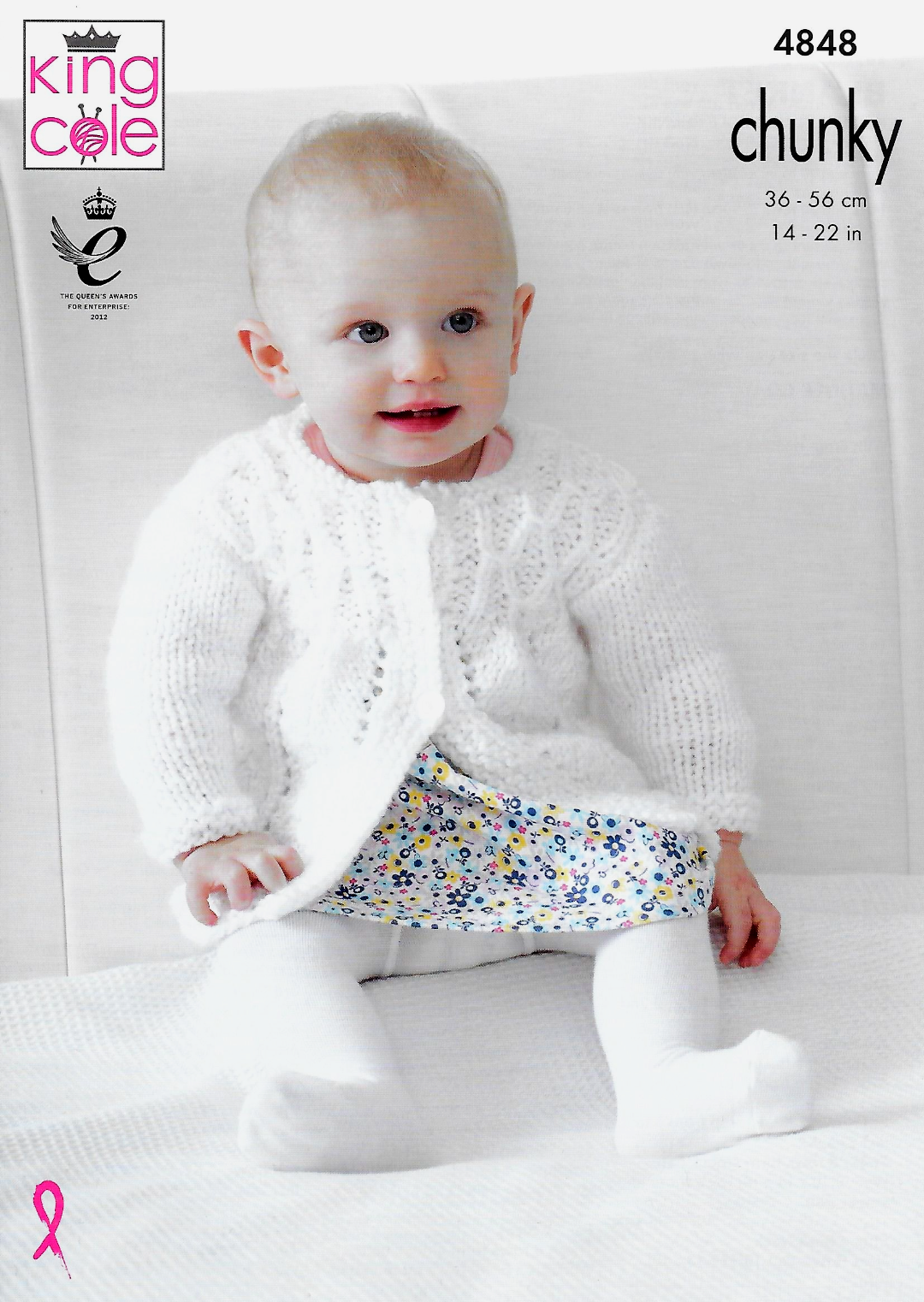 Knitting Pattern 4848 - Matinee Coat, Angel Top, Cardigan, & Blanket in Baby Soft Chunky