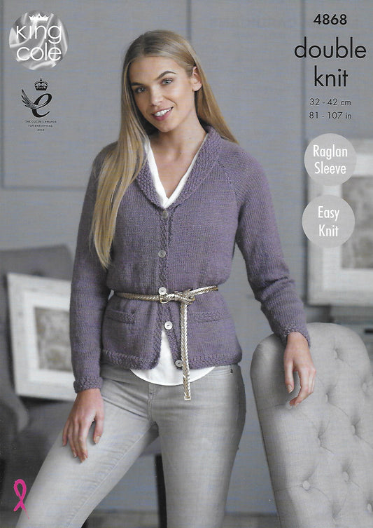 Knitting Pattern 4868 - Ladies' Cardigans in Baby Alpaca DK
