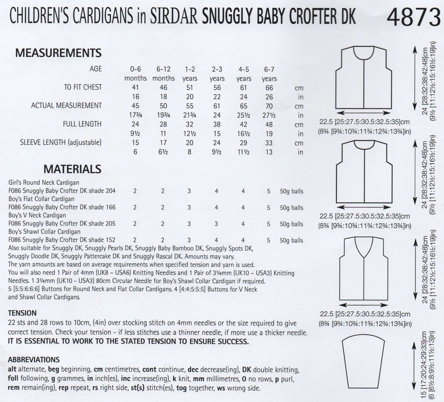 Knitting Pattern 4873 - Cardigans in Baby Crofter DK