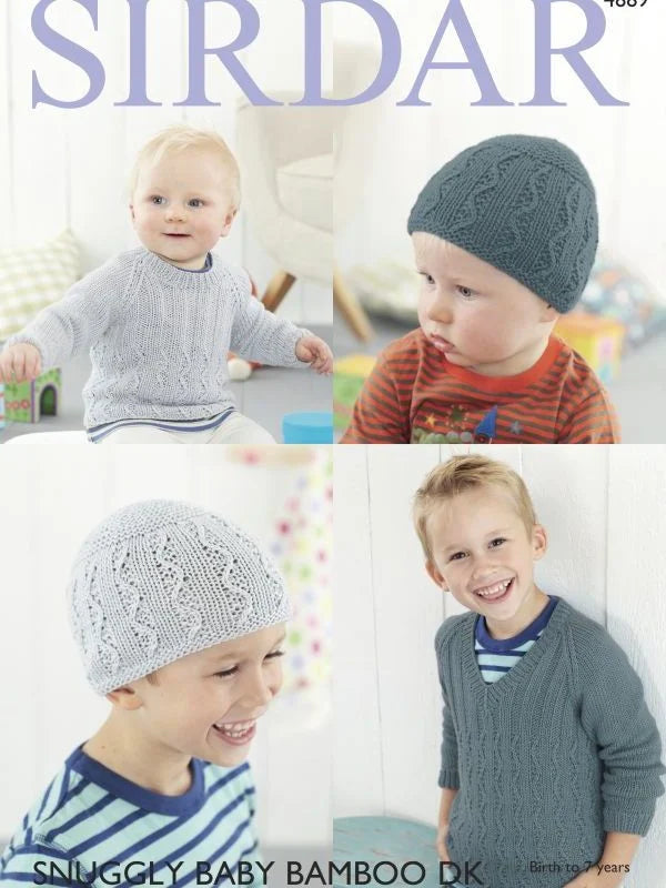 Knitting Pattern 4889 - Boys Sweaters & Hat in Snuggly Baby Bamboo DK