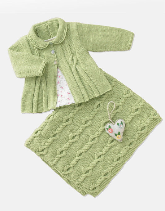 Knitting Pattern 4941 - Baby Girl's Matinee Coat & Blanket in Snuggly 4 Ply